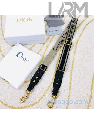 Dior Adjustable Shoulder Strap in Black 'Christian Dior' Embroidery 2020