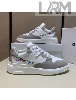 Givenchy Grainy Calfskin Embroidered Logo Sneaker White/Grey 2020(For Women and Men)