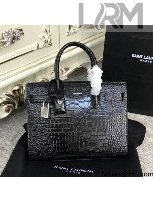 Saint Laurent Classic Baby Sac De Jour Bag in Embossed Crocodile Leather Black 2021