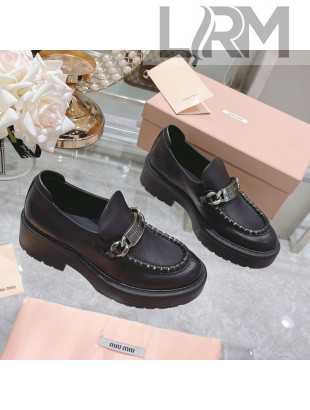 Miu Miu Leather Loafers Black 2022 