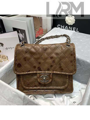 Chanel Vintage Wax Quilted Leather Messenger Bag Brown 2020