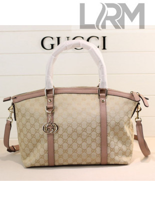 Gucci GG Canvas Top Handle Bag 341503 Nude Pink 2021