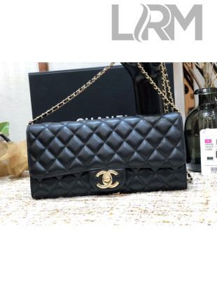 Chanel Quilted Lambskin Flap Evening Bag Black 2021