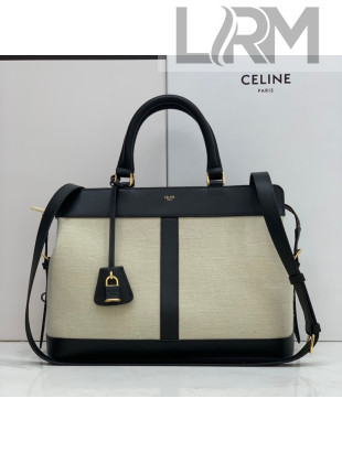 Celine Medium Cabas De France Bag in Textile Canvas Black 2021