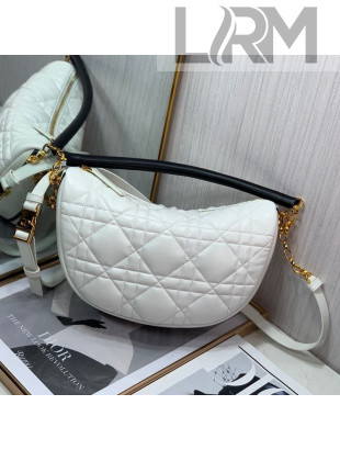 Dior Medium Vibe Hobo Bag in White Cannage Lambskin M8022 2022