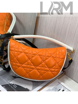 Dior Medium Vibe Hobo Bag in Orange Cannage Lambskin M8022 2022