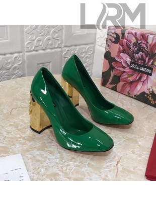 Dolce & Gabbana DG Patent Leather Pumps 6.5/10.5cm Green/Gold 2021 111344