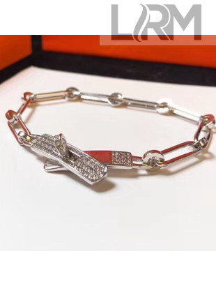 Hermes Kelly Crystal Bracelet Silver 2019