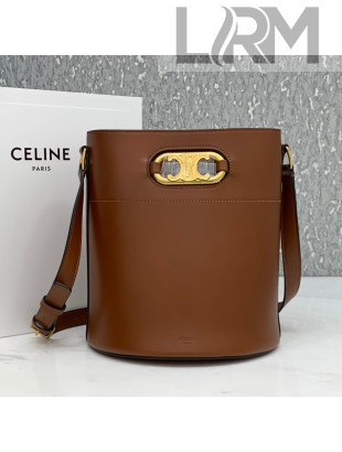 Celine Bucket Maillon Triomphe Bag in Shiny Calfskin Tan Brown 2021