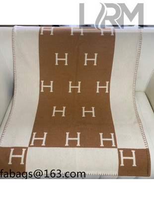 Hermes Classic Wool Cashmere Baby Blanket 100x140cm Brown 2021 110263
