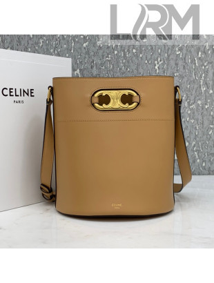 Celine Bucket Maillon Triomphe Bag in Shiny Calfskin Camel Brown 2021