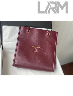 Chanel Calfskin Medium Shopping Bag AS2753 Burgundy 2021 TOP