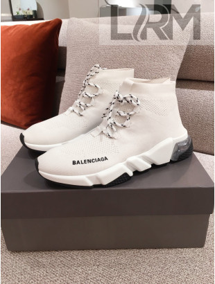 Balenciaga Speed Knit Sock Lace-up Boot Sneaker White 2021 15 ( For Women and Men)