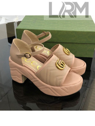 Gucci Chevron Lambskin Platform Sandals Apricot 9cm 2021 03