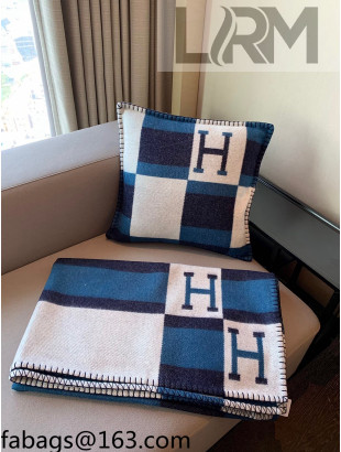 Hermes Avalon Wool Pillow/Blanket 50x50cm Navy Blue 2021 110273