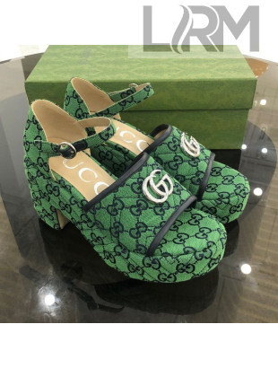 Gucci GG Multicolor Canvas Platform Sandals Green 9cm 2021 10