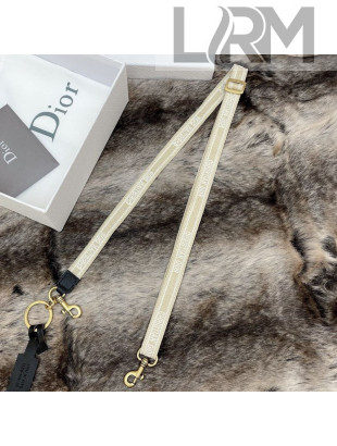 Dior Adjustable Micro Shoulder Strap in Beige 'Christian Dior' Embroidery 2021