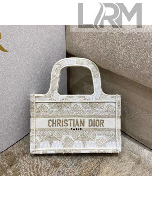 Dior Mini Book Tote Bag in Gold and White Star Etoile Embroidery M1286 2022 27