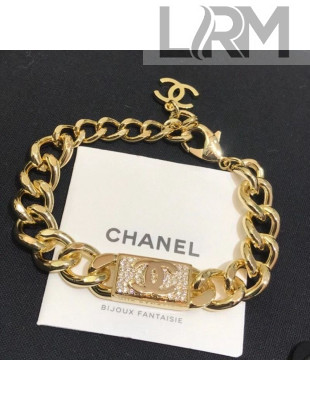 Chanel Crystal CC Chain Bracelet AB3739 Gold 2020