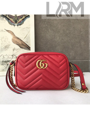 Gucci GG Marmont Matelassé Mini Shoulder Bag 448065 Red 2022