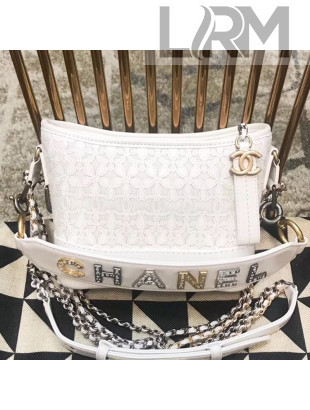 Chanel Bloom Calfskin and Wool Felt Gabrielle Small Hobo Bag AS0865 White 2019