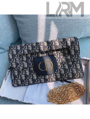 Dior Medium DiorDouble Chain Bag in Blue Oblique Canvas 2021