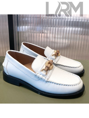 Gucci Leather Loafer Flat with Bamboo Horsebit White 2021
