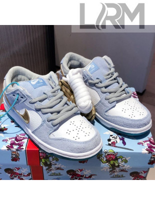 Nike x SB Dunk Calfskin and Suede Low Sneakers White/Blue 2021 (For Women and Men)