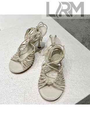 Bottega Veneta Dot Strap Lamskin High Heel Sandals 9.5cm White 2022 032170