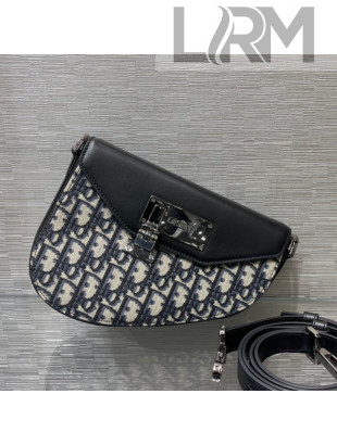 Dior Men's Lock Saddle Bag in Oblique Jacquard Canvas and Calfskin Black 2021
