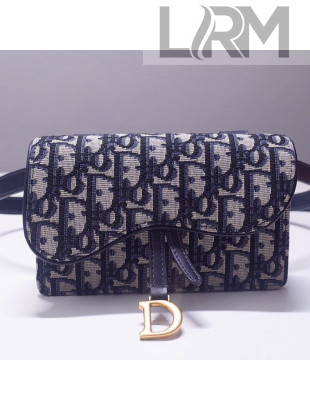 Dior Saddle Belt Bag in Blue Oblique Jacquard Canvas 2019