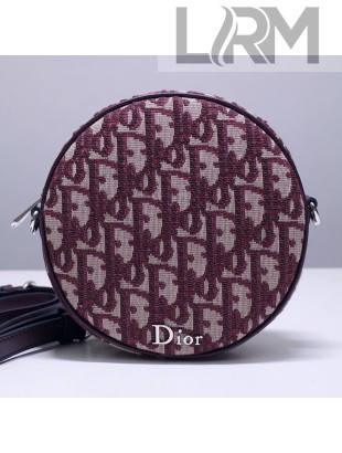 Dior Round Mini Shoulder Bag in Burgundy Oblique Jacquard Canvas 2019