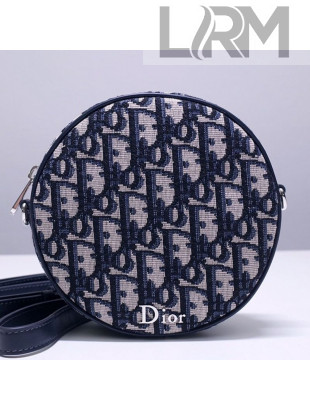 Dior Round Mini Shoulder Bag in Blue Oblique Jacquard Canvas 2019