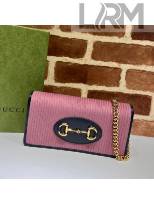 Gucci Horsebit 1955 Corduroy Wallet with Chain 621892 Pink 2021 