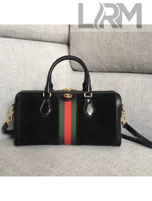 Gucci Suede Leather Ophidia Medium Top Handle Bag 524532 Black 2018