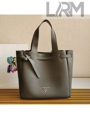 Prada Buckskin Leather Drawstring Bucket Bag 1BG339 Grey 2021