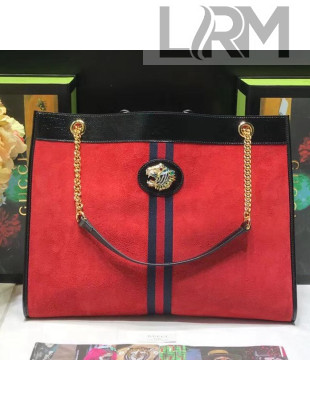 Gucci Suede Leather Rajah Large Tote 537219 Red 2018