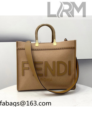 Fendi Sunshine Medium Shopper Tote Bag in Brown Flannel 2021 8509