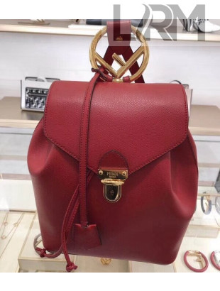 Fendi Grained Leather Backpack Red 2018