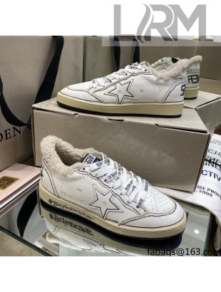 Golden Goose Ball Star Sneakers in White leather With Shearling Lining and Graffiti 2021