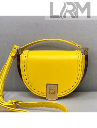 Fendi Moonlight Leather Round Shoulder Bag Yellow 2021