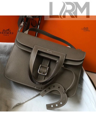 Hermes Halzan Togo Calfskin Leather Bag Elephant Grey 2021