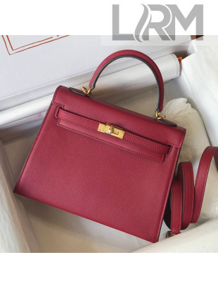 Hermes Kelly 25cm Top Handle Bag in Epsom Leather Agate Red 2021