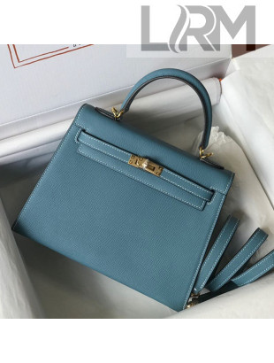 Hermes Kelly 25cm Top Handle Bag in Epsom Leather Denim Blue 2021