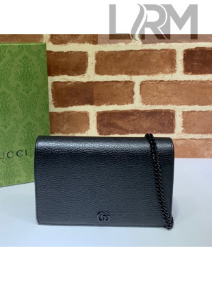 Gucci GG Marmont Leather Chain Wallet ‎497985 Black 2021 