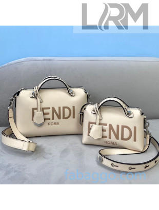 Fendi By The Way Mini/Medium White Leather Boston Bag 2020