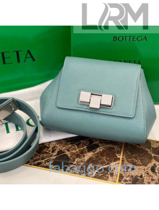 Bottega Veneta Mini Belt Bag in Textured Leather Blue Seafoam 2020