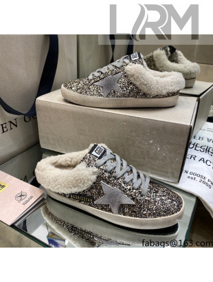 Golden Goose Super-Star Sabots in Glitter and Shearling with Suede Star 2021