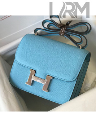 Hermes Constance Bag 18cm in Epsom Leather Light Blue/Silver 2021