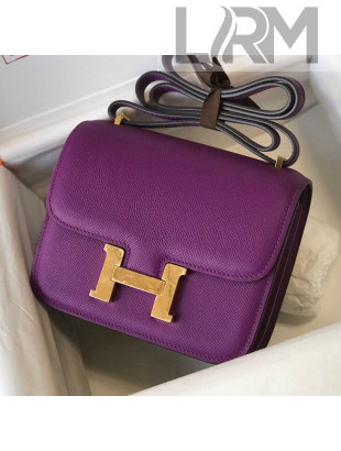 Hermes Constance Bag 18cm in Epsom Leather Purple/Gold 2021